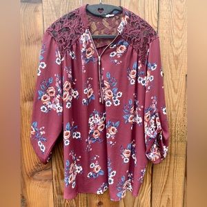Maurice’s Mixed Material Zippered Blouse